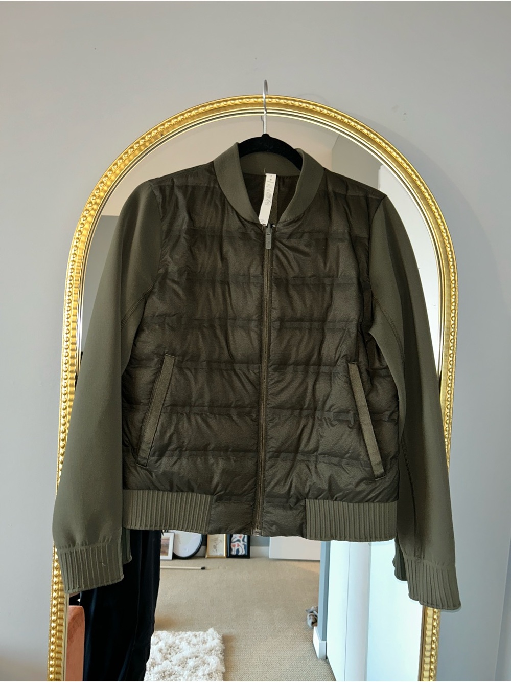 lululemon athletica Olive Quilted Bomber Jacket